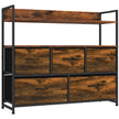 HOMCOM Chest of Drawers, Bedroom Fabric Dresser with 5 Drawers, Storage Organiser Unit with Open Shelves, Rustic Brown