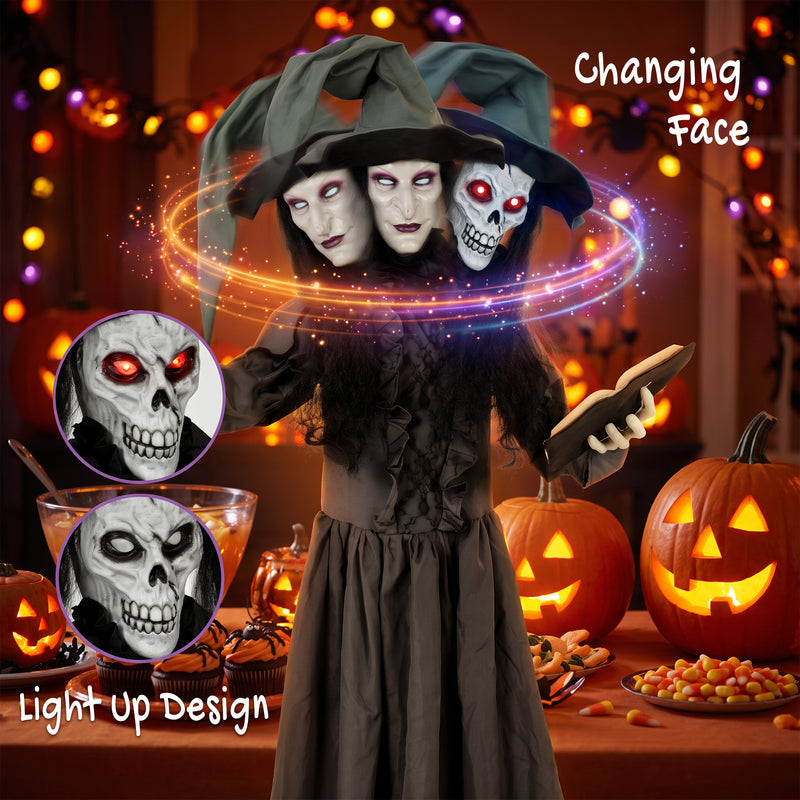 180cm Animated Face-Changing Witch with Glowing Red Eyes – image 6 of 9