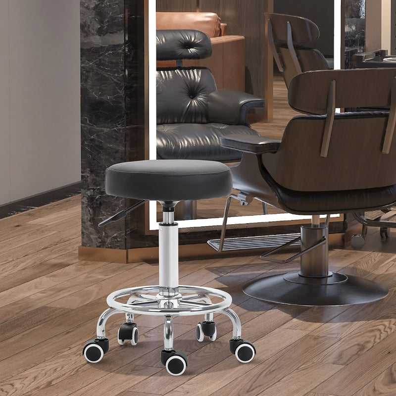 Black round rolling stool – image 2