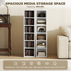Set of 2 CD Media Display Shelf Unit Tower Rack with Adjustable Shelves, White