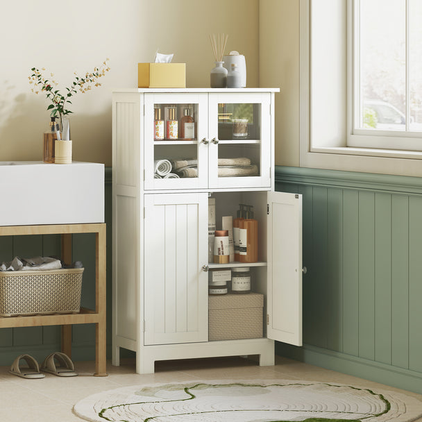 White bathroom cabinet with glass doors – image 2