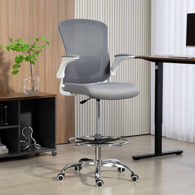 HOMCOM Draughtsman Chair, with Adjustable Lumbar - Charcoal Grey – view 9