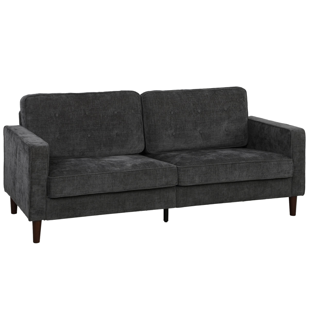 199 cm Tufted Velvet 3-Seater Sofa – Dark Grey