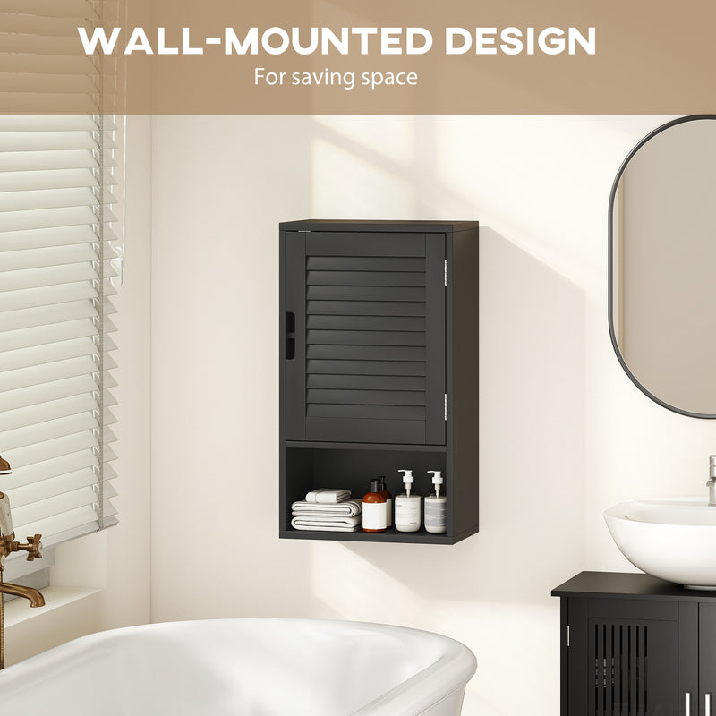 40 cm louvred bathroom wall cabinet in black – image 6