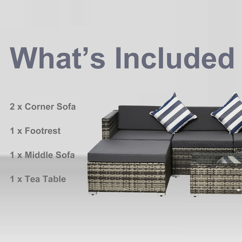 5-piece mixed grey rattan corner sofa set – image 7