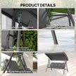 Outsunny Three-Seater Garden Swing Seat - Dark Grey – view 6