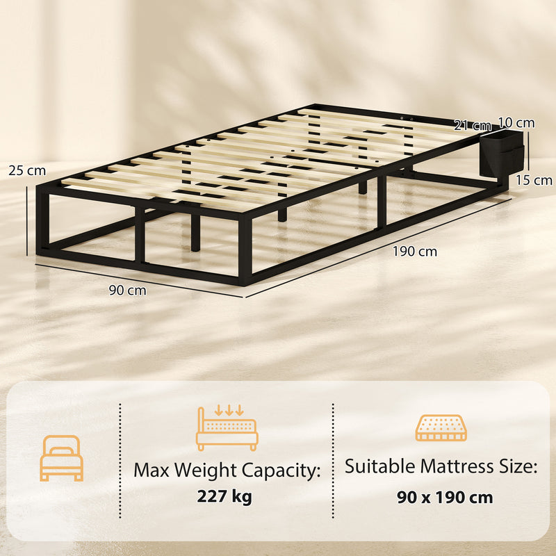 Single metal bed with wood slats – image 3