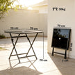 Folding glass top garden table black – image 3