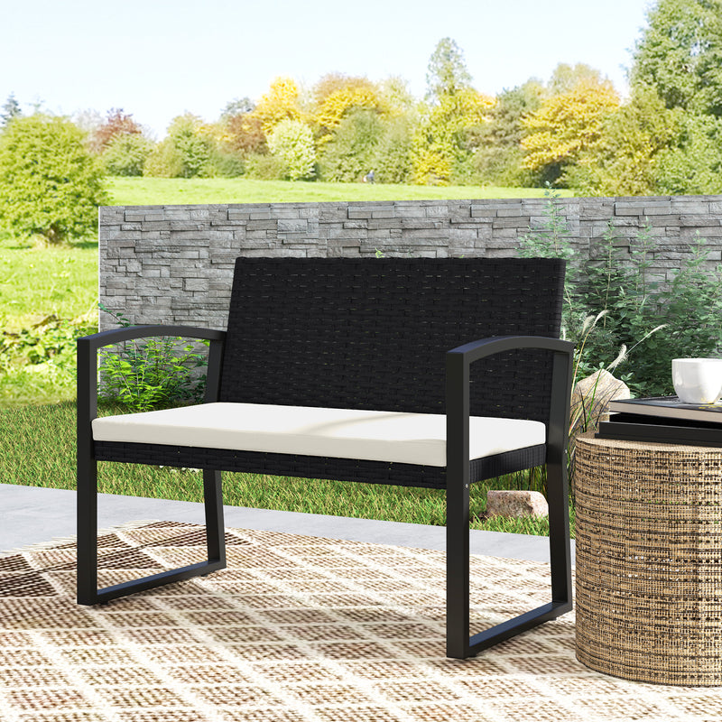 Beige rattan garden bench – image 8