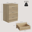 HOMCOM Three-Drawer Simple Bedside Table - Oak – view 3