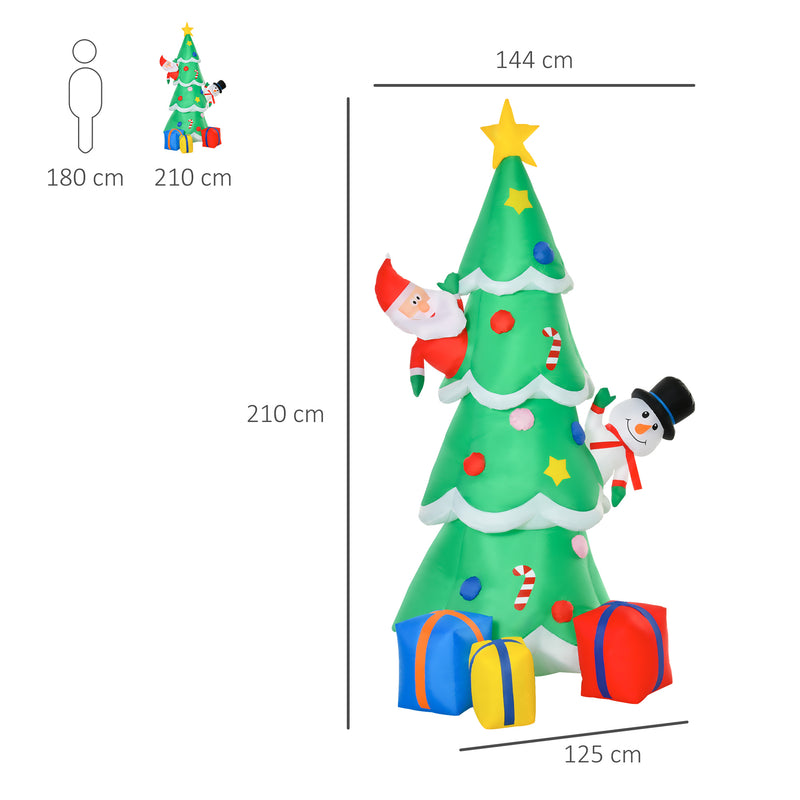 Size diagram of the 7ft inflatable Christmas tree