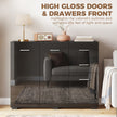 HOMCOM Sideboard, Modern Storage Cabinet with 2 Drawers, 3 Doors and Adjustable Shelves, High Gloss Black – view 6