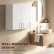 HOMCOM Bathroom Wall Cabinet, Wall-Mounted Bathroom Storage Cabinet with 3 Doors, Adjustable Shelf, High Gloss White – view 6