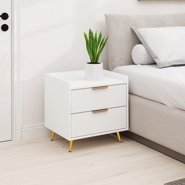 White 2-drawer bedside table – image 2