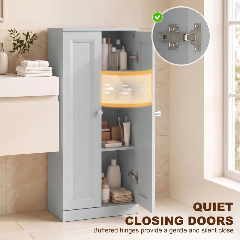 HOMCOM Narrow Bathroom Cabinet, Slim Storage Cabinet with 2 Doors & 4 Tiers, Freestanding Narrow Cupboard – view 6