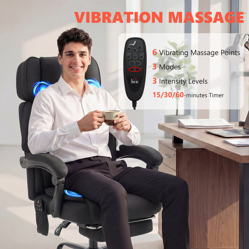HOMCOM High Back Vibration Massage Office Chair Heated Reclining Computer Chair w/ Adjustable Height, Swivel Wheels – view 4