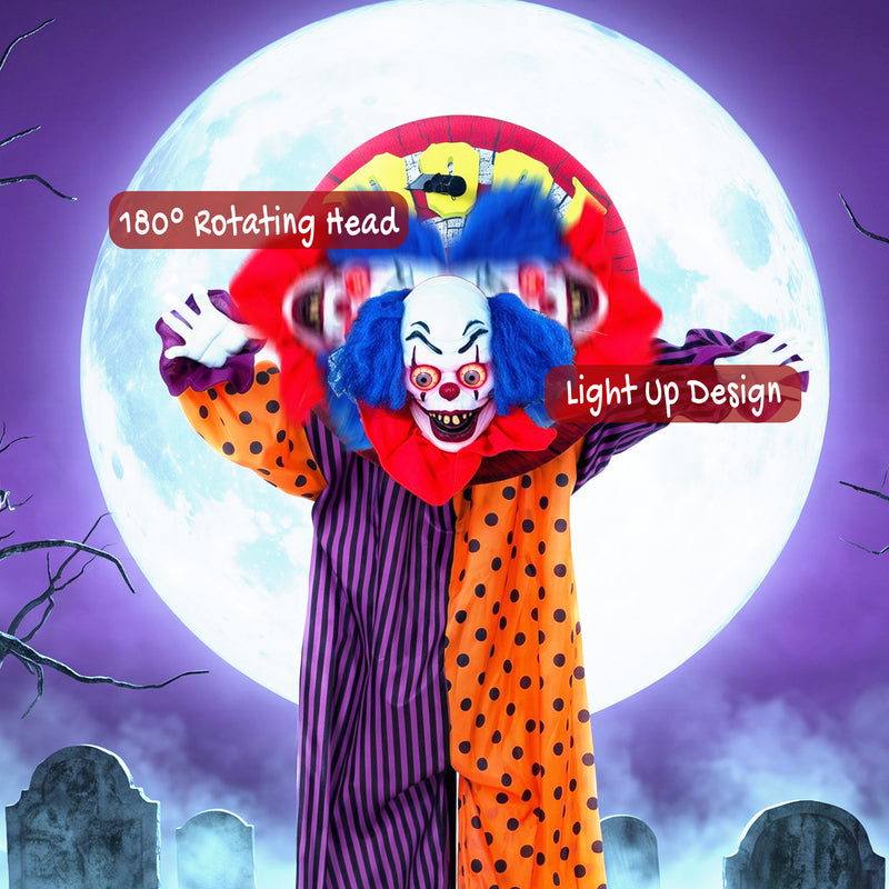 167cm Animated Clown with Rotating Head, Glowing Eyes & Sound – image 6 of 9