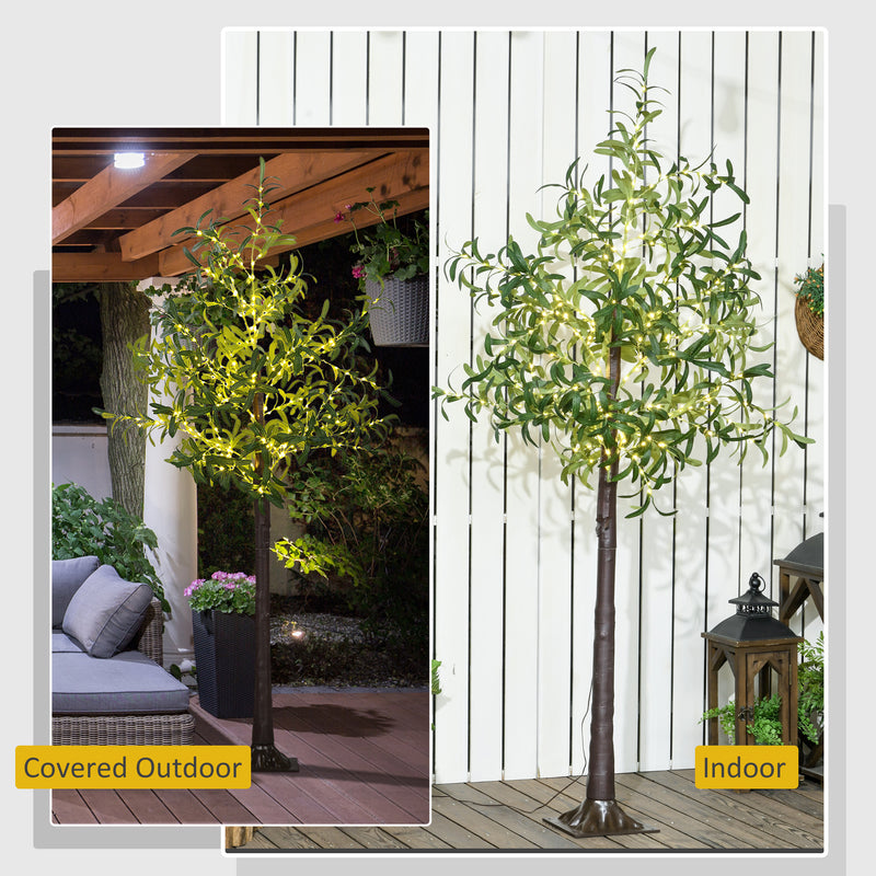 180cm Artificial Olive Tree shown indoors and in a covered outdoor area