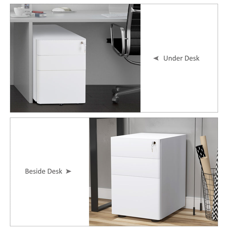 Lockable steel 3-drawer filing cabinet in white – image 5