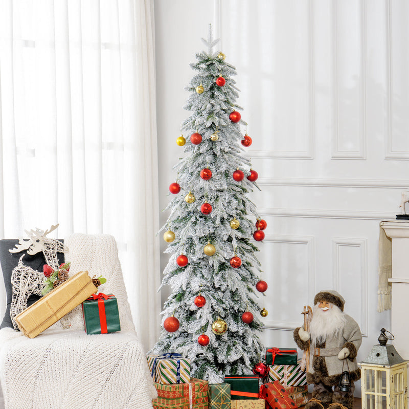 6ft snow-covered slim Christmas tree – image 10