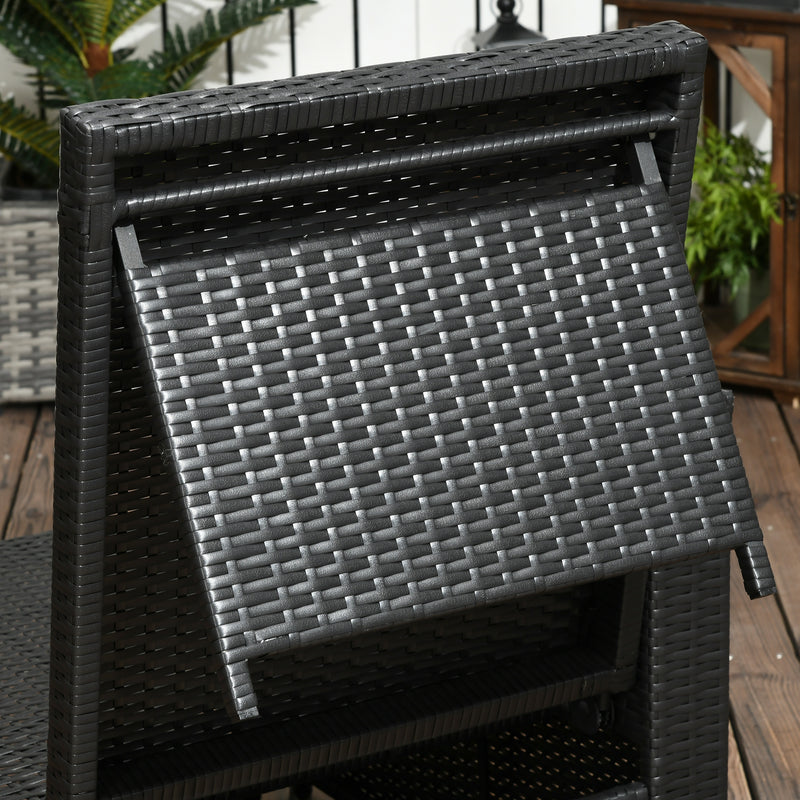 Black reclining rattan lounger set – image 8