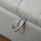 92 x 31cm Linen-Look Storage Ottoman - Light Grey