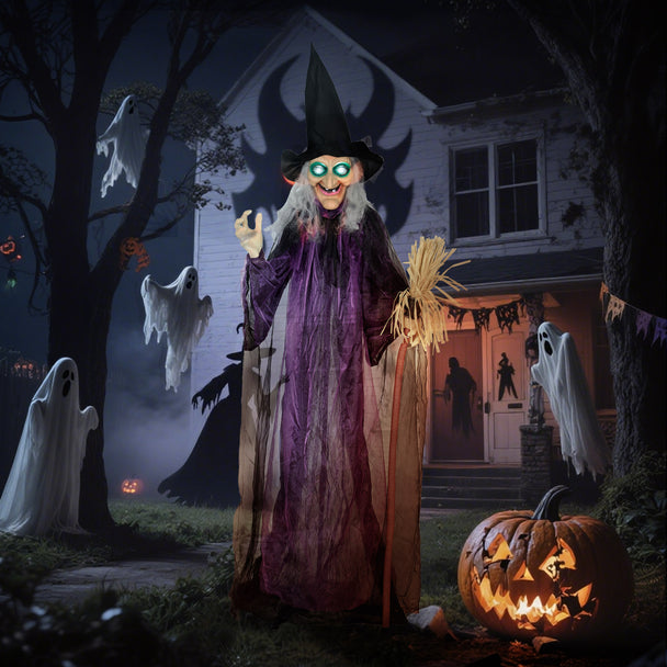 6ft Animated Witch with Glowing Eyes & Sound – image 2 of 9