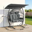 Outsunny Double Hanging Egg Chair with Canopy, Rattan Garden Egg Swing Chair with Cushion, Stand for Indoor Outdoor – view 3