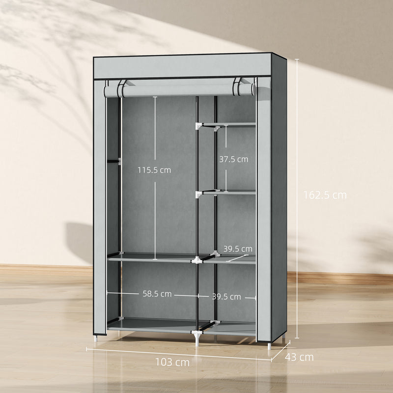 103 cm light grey fabric wardrobe – image 3