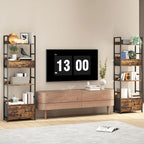 Industrial Style Bookcase, with 4 Shelves and 3 Fabric Drawers - Brown/Black