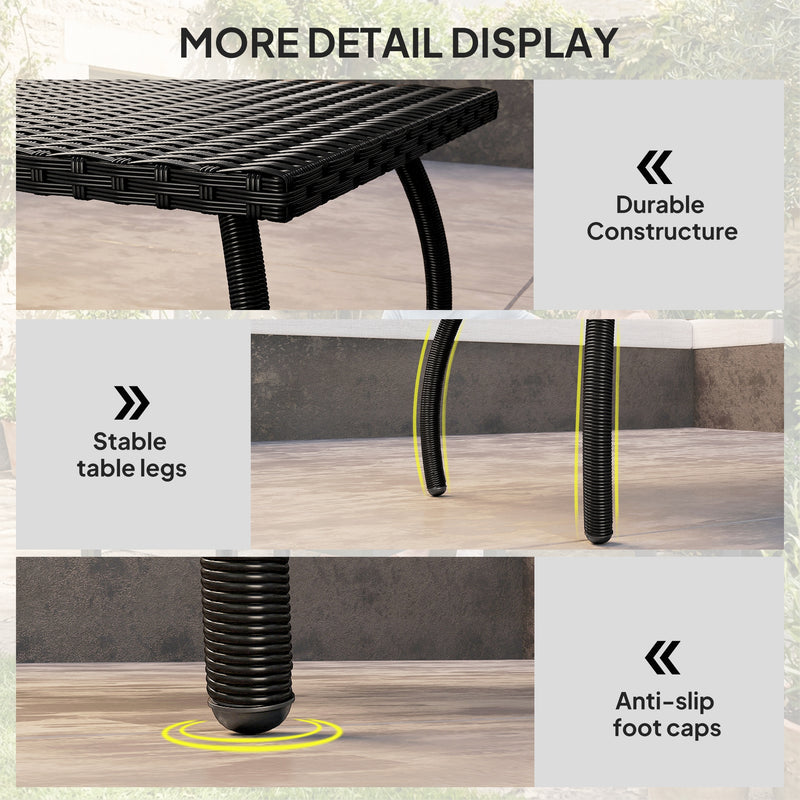 PE rattan garden coffee table black – image 6