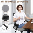 HOMCOM Desk Chair No Wheels, Office Chair with Mesh Back, Lumbar Support, Metal Base for Waiting Room, Conference Room – view 4