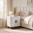 HOMCOM Nightstand with Sliding Doors and Metal Legs White Wood Effect – view 9
