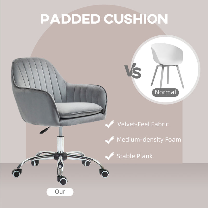 Velvet tub office chair – grey – image 4