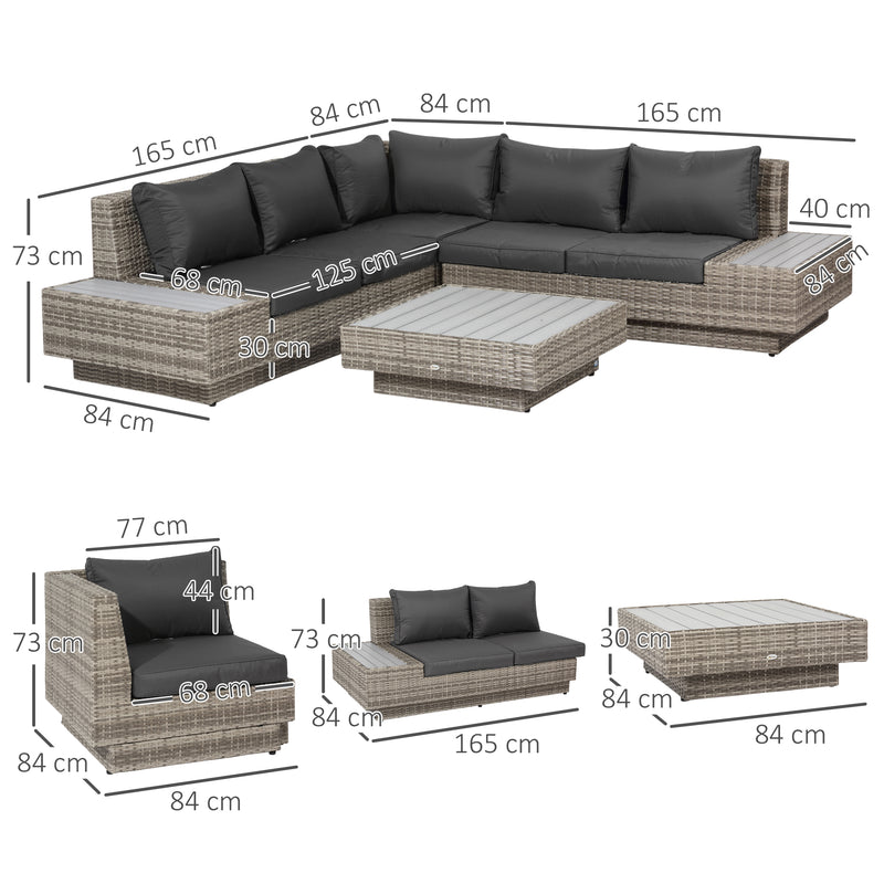 Light grey rattan corner sofa set – image 3