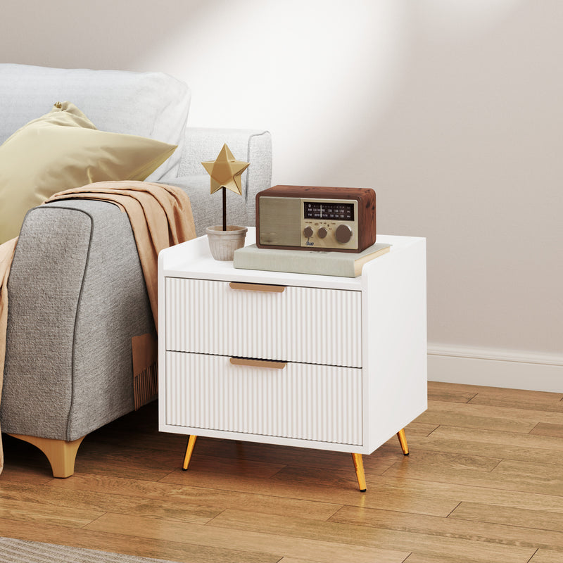 White 2-drawer bedside table – image 9