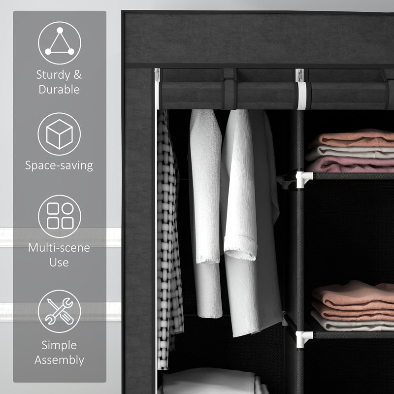 125 cm black fabric wardrobe – image 6