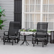 Outsunny 3 Pieces Garden Gliding Chair Set, Metal Frame 2 Single Armchair Swing Seater and 1 Glass Top Coffee Table w/ – view 2
