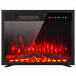 Black recessed electric fire insert with glowing LED flame effect and ember bed