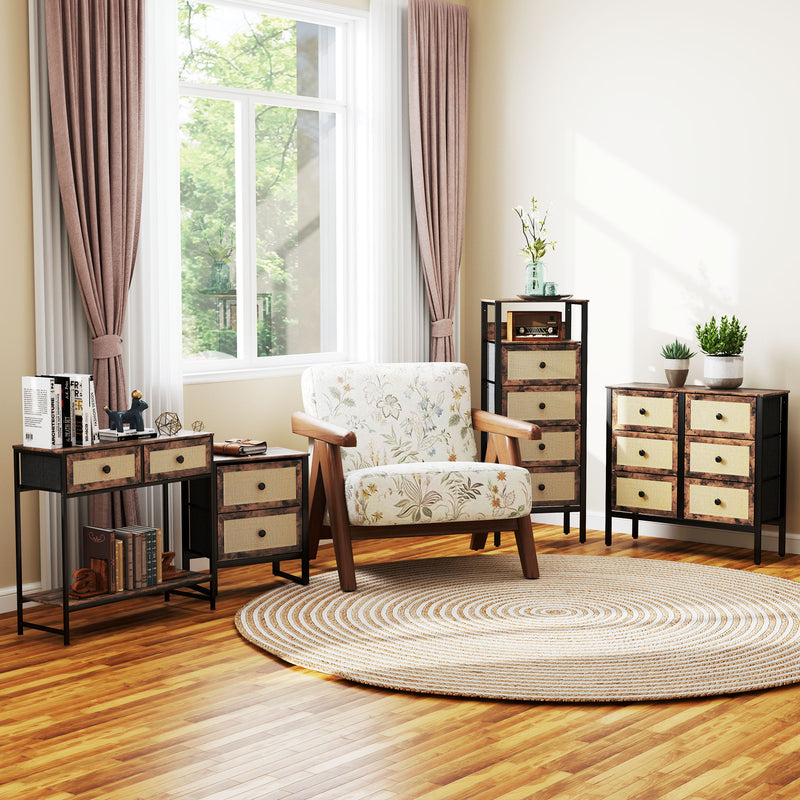Industrial rattan bedside table – image 9