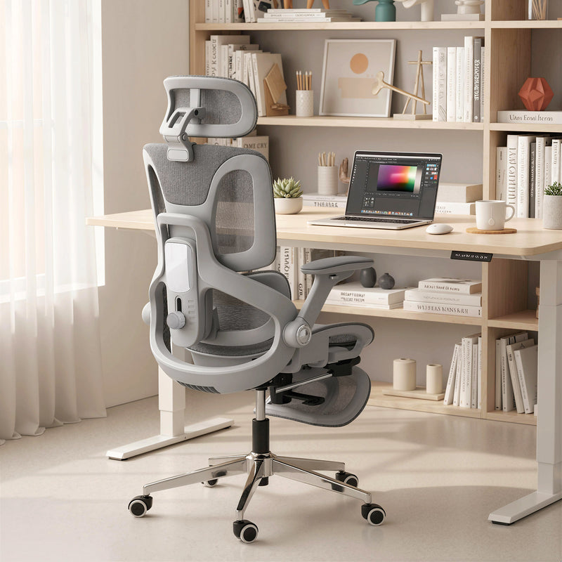 HOMCOM Ergonomic Office Chair, High Back Mesh Desk Chair, Grey – view 2