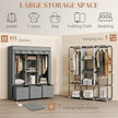 Light grey fabric wardrobe with drawers – image 4