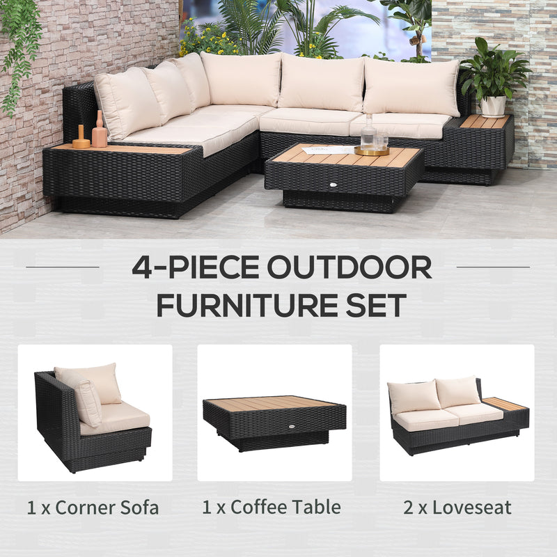 5-seater black rattan corner sofa – image 5
