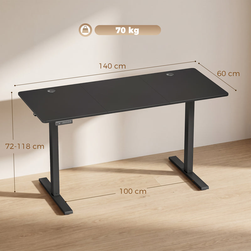 HOMCOM Standing Desk Memory Control Height Adjustable Desk 2 Cable Holes LED Display Sit Stand Desk Black – view 3