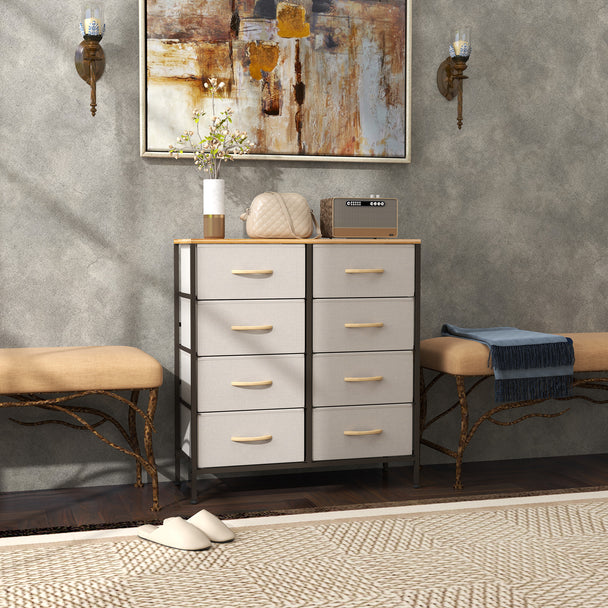 Cream 8-drawer fabric chest – image 2