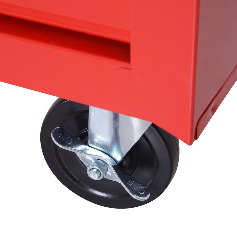 7-Drawer Lockable Rolling Tool Cabinet – Red – image 9 of 9