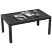 Black rectangular slatted steel garden coffee table