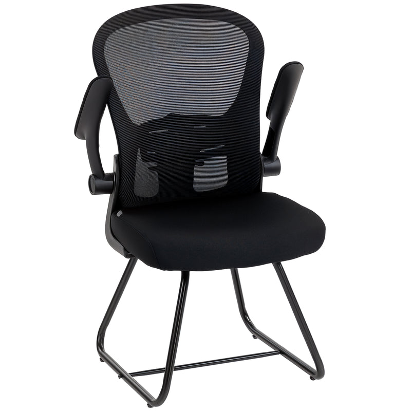HOMCOM Reception Chair, Conference Meeting Office Chair with Flip-up Armrest, Mesh Backrest, Lumbar Support and Metal – view 10