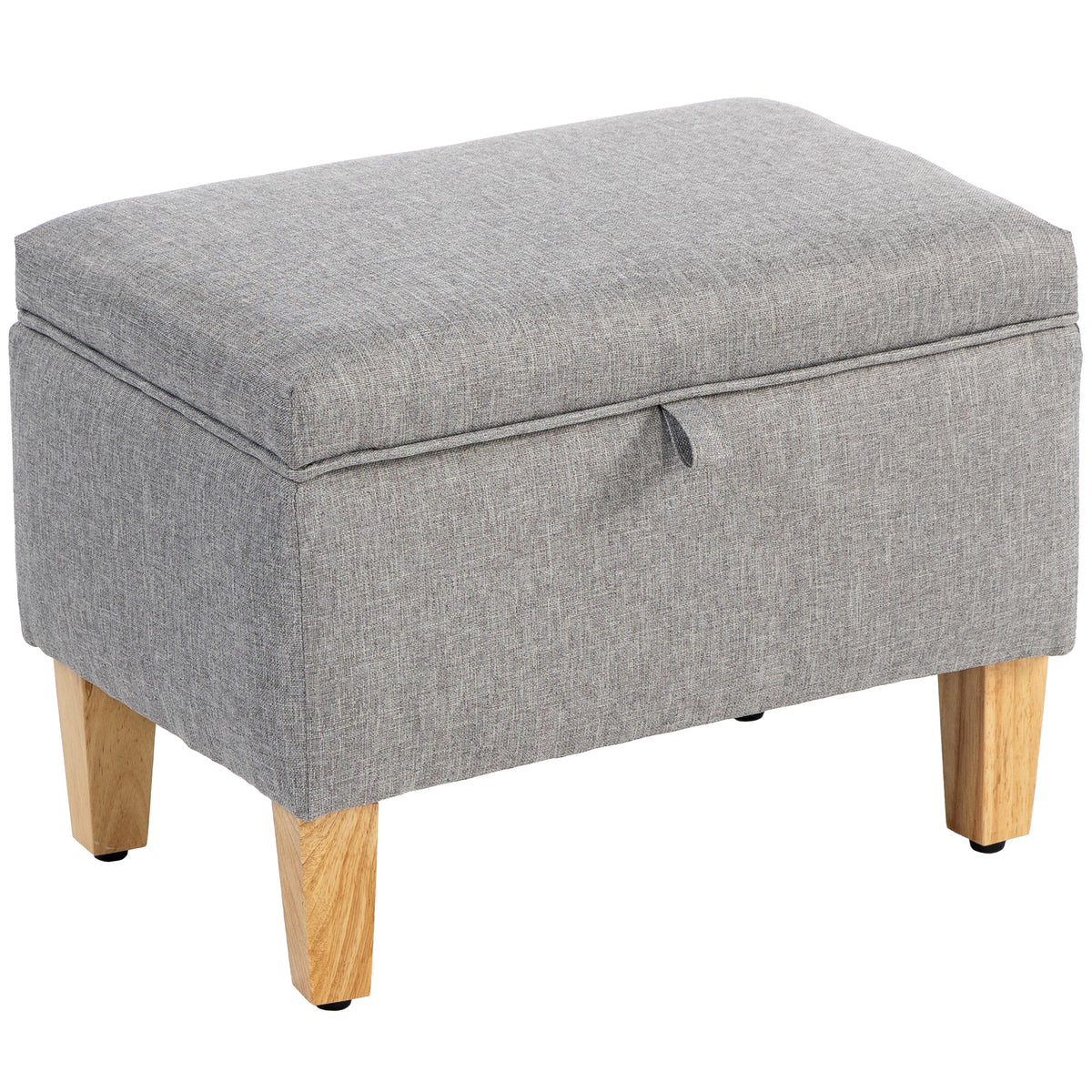 16L Padded Storage Ottoman with Wooden Legs – Light Grey
