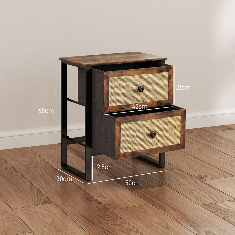 Industrial rattan bedside table – image 3